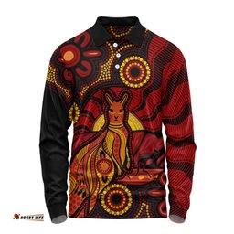Amazing Aussie Indigenous Australian Aboriginal Echoes Of The Dreaming Long Sleeve Polo Shirt