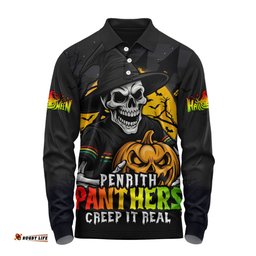 Amazing Aussie Penrith Panthers Dark Moon Rugby Halloween Battle Edition Long Sleeve Polo Shirt