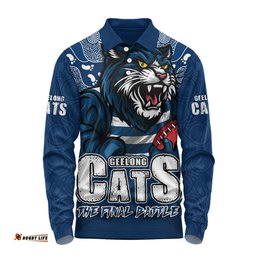 Amazing Aussie Geelong Cats Final Clash Battle Edition Long Sleeve Polo Shirt