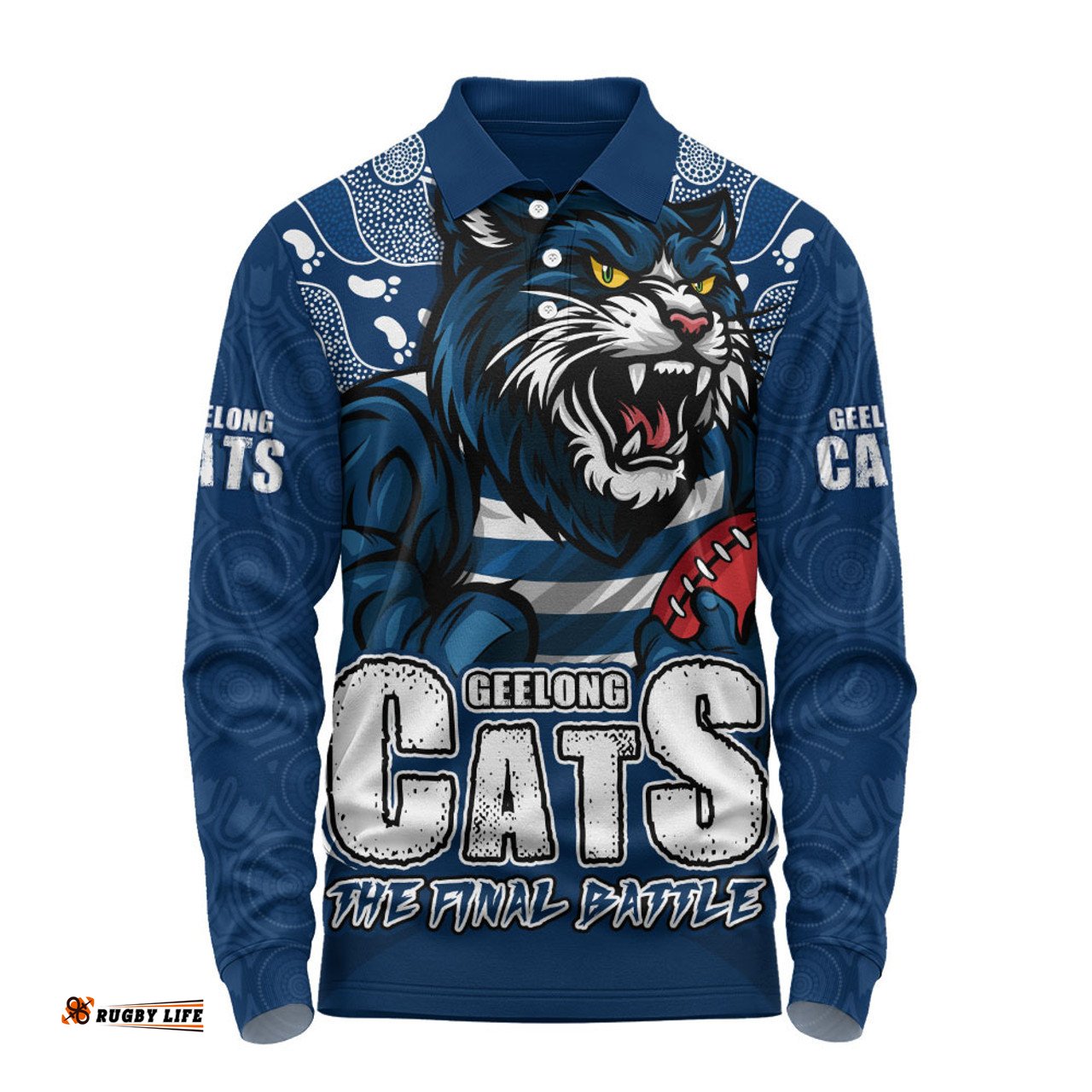 Amazing Aussie Geelong Cats Final Clash Battle Edition Long Sleeve Polo Shirt