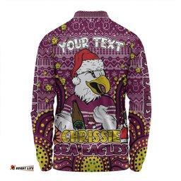 Amazing Aussie Manly Warringah Sea Eagles Christmas Custom Christmas Knit Patterns Vintage Jersey Ugly Long Sleeve Polo Shirt