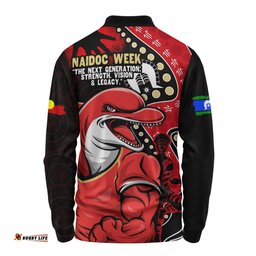 Amazing Aussie Redcliffe Dolphins NAIDOC Indigenous Warrior Spirit Long Sleeve Polo Shirt