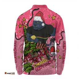 Amazing Aussie Penrith Panthers Christmas Custom Let's Get Lit Chrisse Pressie Pink Long Sleeve Polo Shirt
