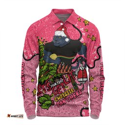 Amazing Aussie Penrith Panthers Christmas Custom Let's Get Lit Chrisse Pressie Pink Long Sleeve Polo Shirt