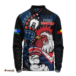 Amazing Aussie Sydney Roosters NAIDOC Indigenous Warrior Spirit Long Sleeve Polo Shirt