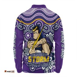Amazing Aussie Melbourne Storm Aboriginal Inspired Tough Fan Rugby For Life Long Sleeve Polo Shirt
