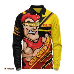 Amazing Aussie Gold Coast SUNS Battlefield Glory Gear Long Sleeve Polo Shirt