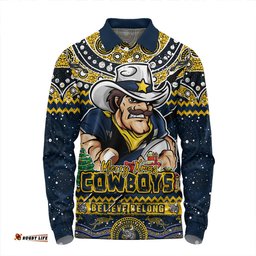 Amazing Aussie North Queensland Cowboys Aboriginal Xmas Special Ugly Christmas Style Long Sleeve Polo Shirt