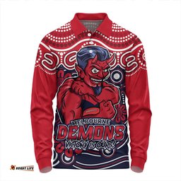 Amazing Aussie Melbourne Aboriginal Inspired Tough Fan Football For Life Long Sleeve Polo Shirt