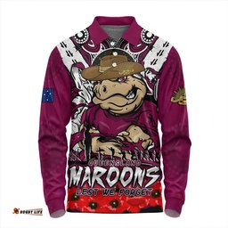 Amazing Aussie Queensland Maroons Ripped Legacy Of The Game The ANZAC Spirit Lives On Long Sleeve Polo Shirt