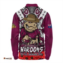 Amazing Aussie Queensland Maroons Ripped Legacy Of The Game The ANZAC Spirit Lives On Long Sleeve Polo Shirt