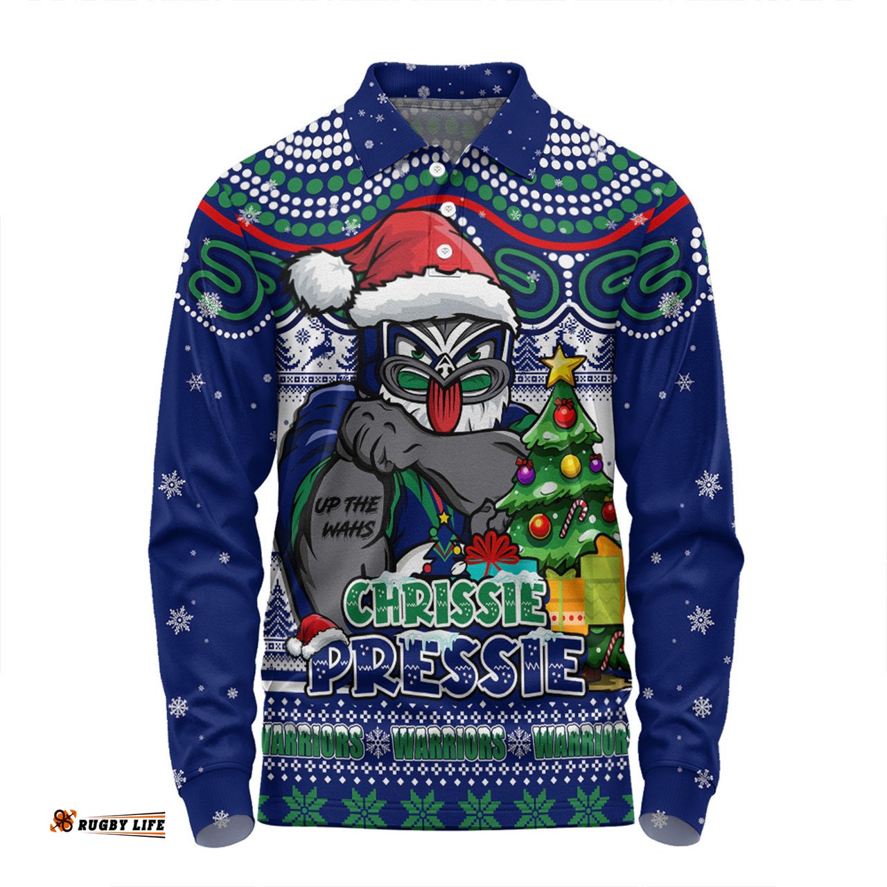Amazing Aussie New Zealand Warriors Aussie Ugly Christmas For Die Hard Fan Supporters Long Sleeve Polo Shirt