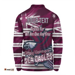 Amazing Aussie Manly Warringah Sea Eagles Happy Australia Day We Are One And Free Long Sleeve Polo Shirt