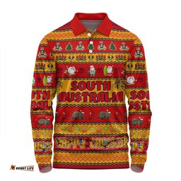 Amazing Aussie South Australia Christmas Custom Happy Chrissie Ugly Style Long Sleeve Polo Shirt