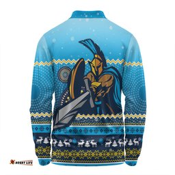 Amazing Aussie Gold Coast Titans Christmas Custom Ugly Xmas And Aboriginal Patterns For Die Hard Fan Long Sleeve Polo Shirt