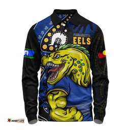 Amazing Aussie Parramatta Eels NAIDOC Indigenous Warrior Spirit Long Sleeve Polo Shirt