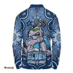 Amazing Aussie New South Wales Blues Aboriginal Pattern Inspired Victory Is Ours Long Sleeve Polo Shirt