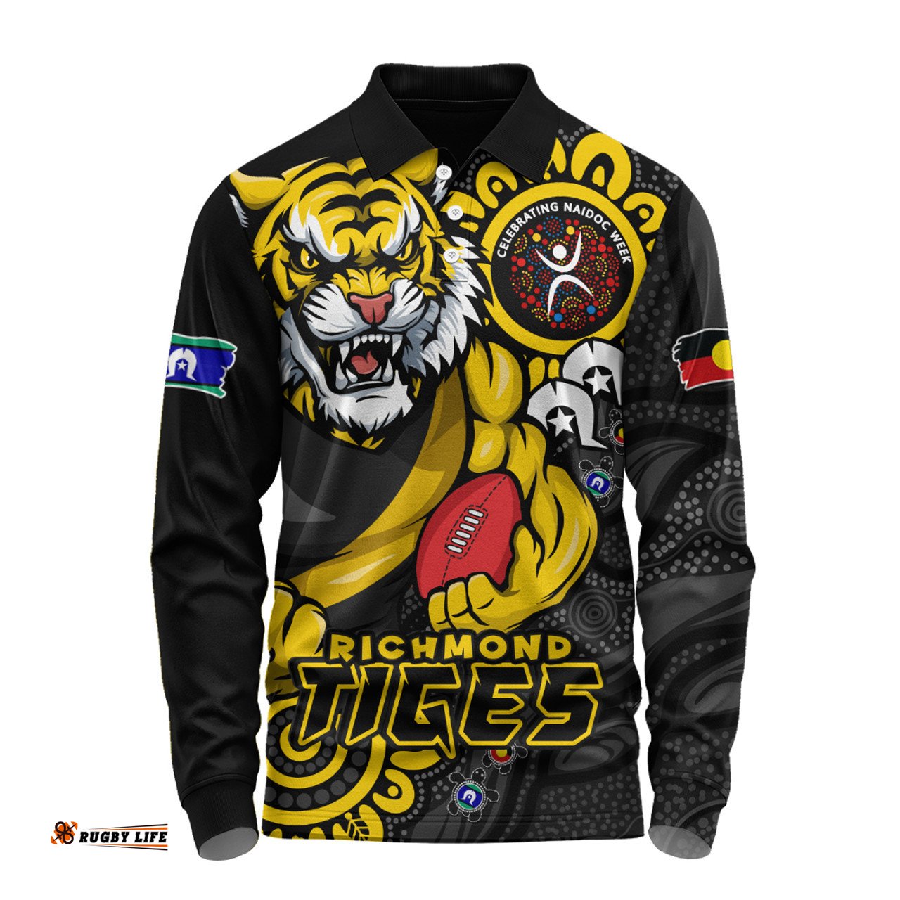 Amazing Aussie Richmond Power Through Generations NAIDOC Edition Long Sleeve Polo Shirt