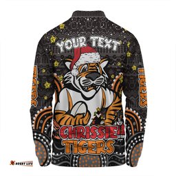 Amazing Aussie Wests Tigers Christmas Custom Christmas Knit Patterns Vintage Jersey Ugly Long Sleeve Polo Shirt