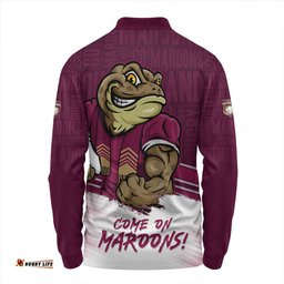 Amazing Aussie Queensland Maroons QLD Maroons Word Cloud Style Long Sleeve Polo Shirt