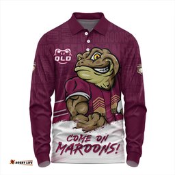 Amazing Aussie Queensland Maroons QLD Maroons Word Cloud Style Long Sleeve Polo Shirt
