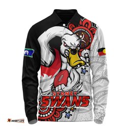 Amazing Aussie Sydney Swans Power Through Generations NAIDOC Edition Long Sleeve Polo Shirt