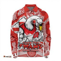 Amazing Aussie Sydney Swans Blazing Spirit Of Victory Long Sleeve Polo Shirt