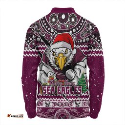 Amazing Aussie Manly Warringah Sea Eagles Aboriginal Xmas Special Ugly Christmas Style Long Sleeve Polo Shirt
