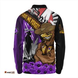 Amazing Aussie Hawthorn ANZAC Day Honor Purple Valor And Spirit Long Sleeve Polo Shirt