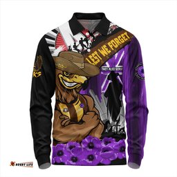 Amazing Aussie Hawthorn ANZAC Day Honor Purple Valor And Spirit Long Sleeve Polo Shirt