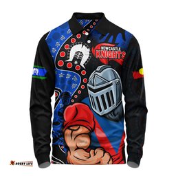 Amazing Aussie Newcastle Knights NAIDOC Indigenous Warrior Spirit Long Sleeve Polo Shirt