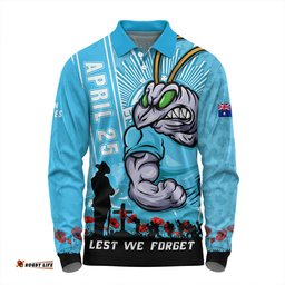 Amazing Aussie New South Wales Blues Anzac Day Lest We Forget Strong Fighting Spirit Long Sleeve Polo Shirt