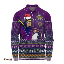 Amazing Aussie Melbourne Storm Christmas Custom Ugly Xmas And Aboriginal Patterns For Die Hard Fan Long Sleeve Polo Shirt