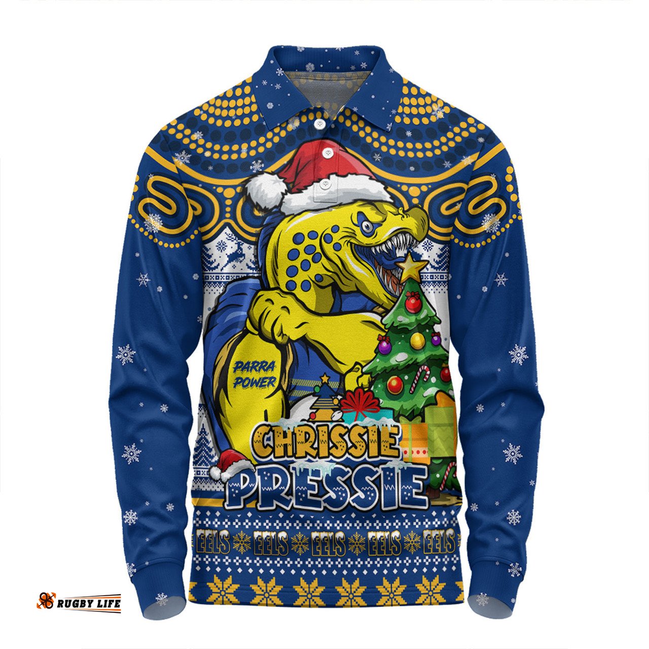 Amazing Aussie Parramatta Eels Aussie Ugly Christmas For Die Hard Fan Supporters Long Sleeve Polo Shirt