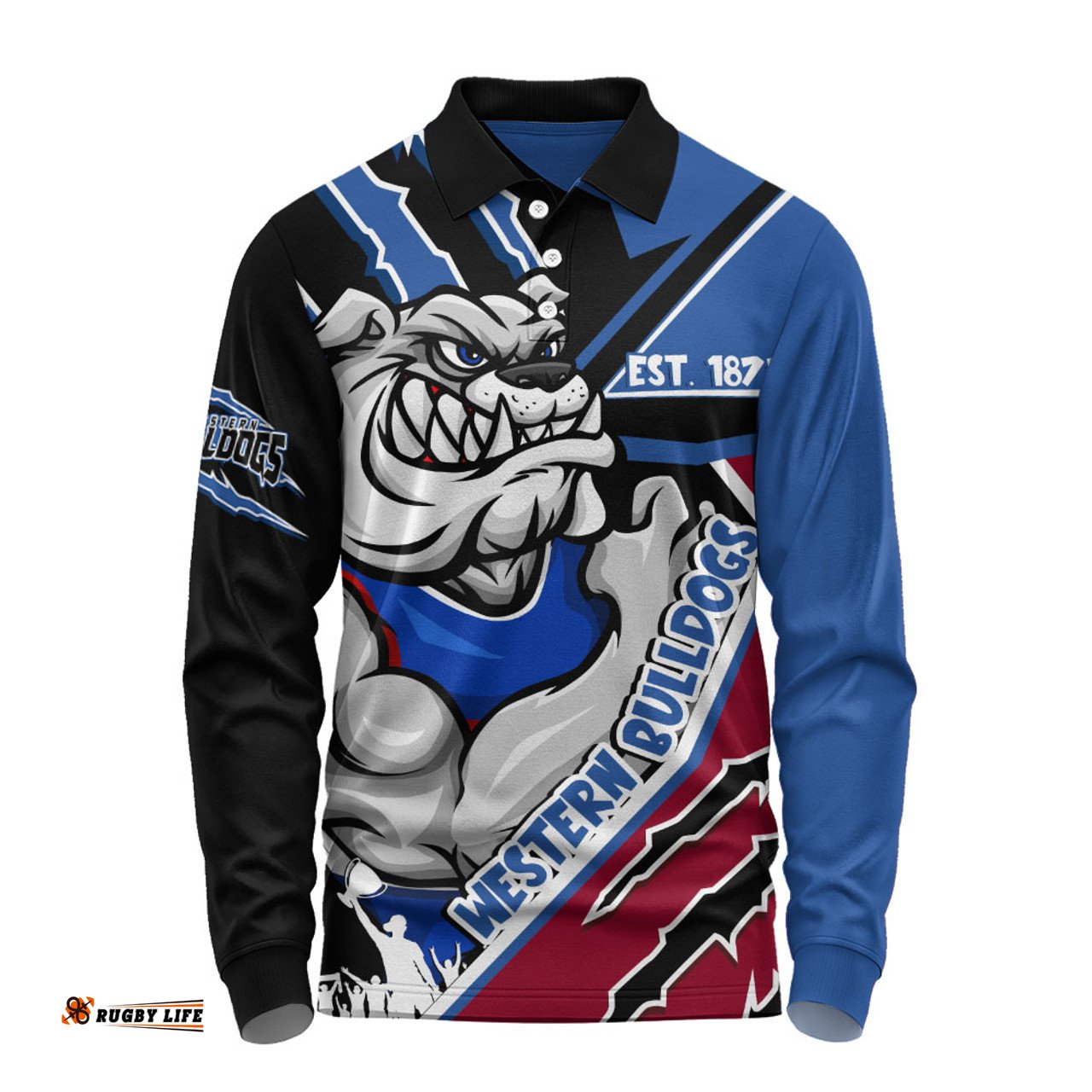 Amazing Aussie Western Bulldogs Battlefield Glory Gear Long Sleeve Polo Shirt