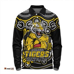 Amazing Aussie Richmond Aboriginal Inspired Tough Fan Football For Life Long Sleeve Polo Shirt