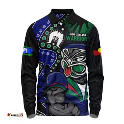 Amazing Aussie New Zealand Warriors NAIDOC Indigenous Warrior Spirit Long Sleeve Polo Shirt