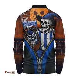 Amazing Aussie North Melbourne Halloween Night Reaper Zipper Long Sleeve Polo Shirt