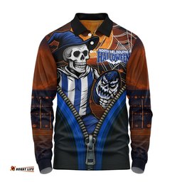 Amazing Aussie North Melbourne Halloween Night Reaper Zipper Long Sleeve Polo Shirt