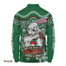 Amazing Aussie South Sydney Rabbitohs Aboriginal Inspired Tough Fan Rugby For Life Long Sleeve Polo Shirt