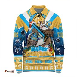 Amazing Aussie Gold Coast Titans Christmas Custom Gold Coast Titans Santa Aussie Big Things Long Sleeve Polo Shirt