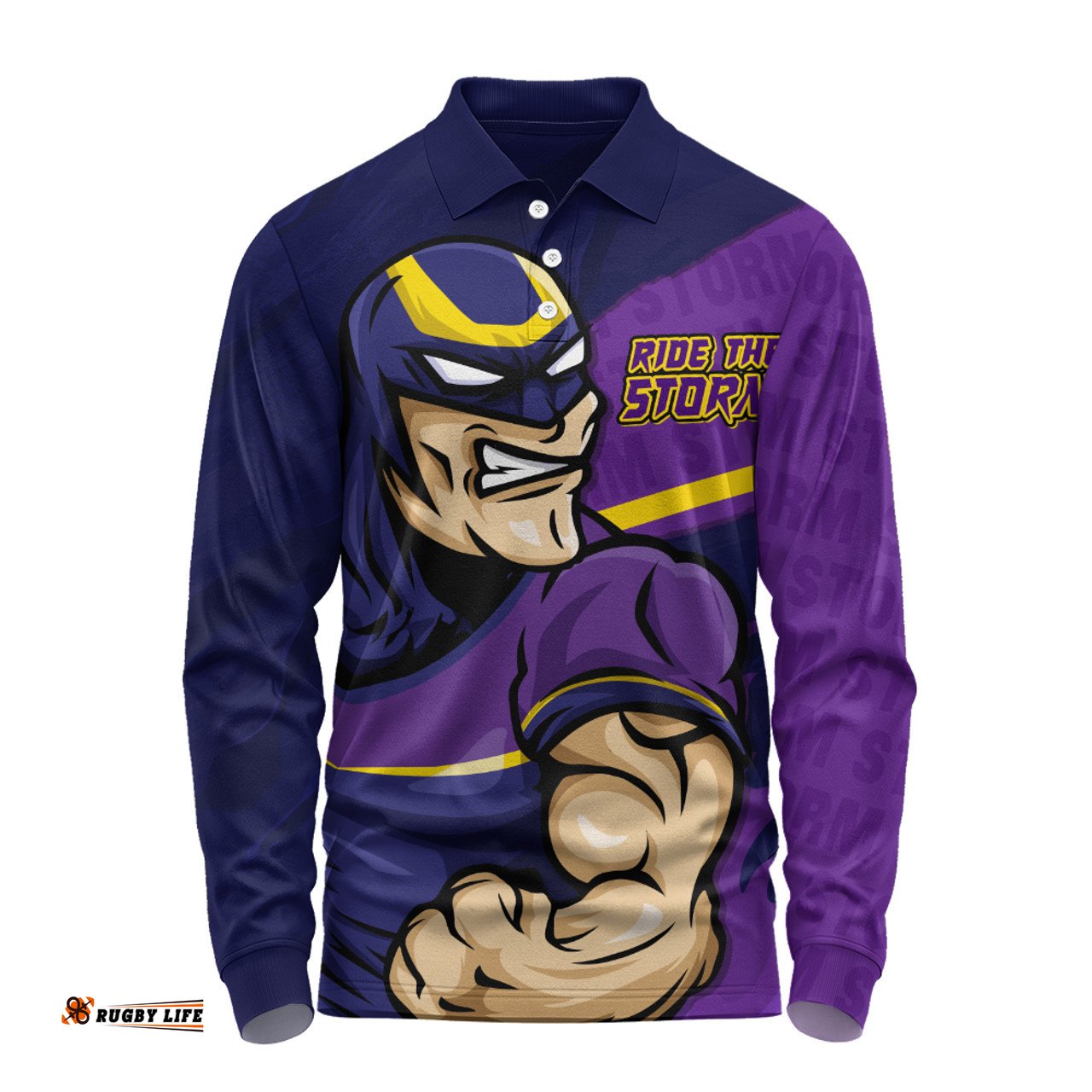 Amazing Aussie Melbourne Storm Defend The Pride Long Sleeve Polo Shirt