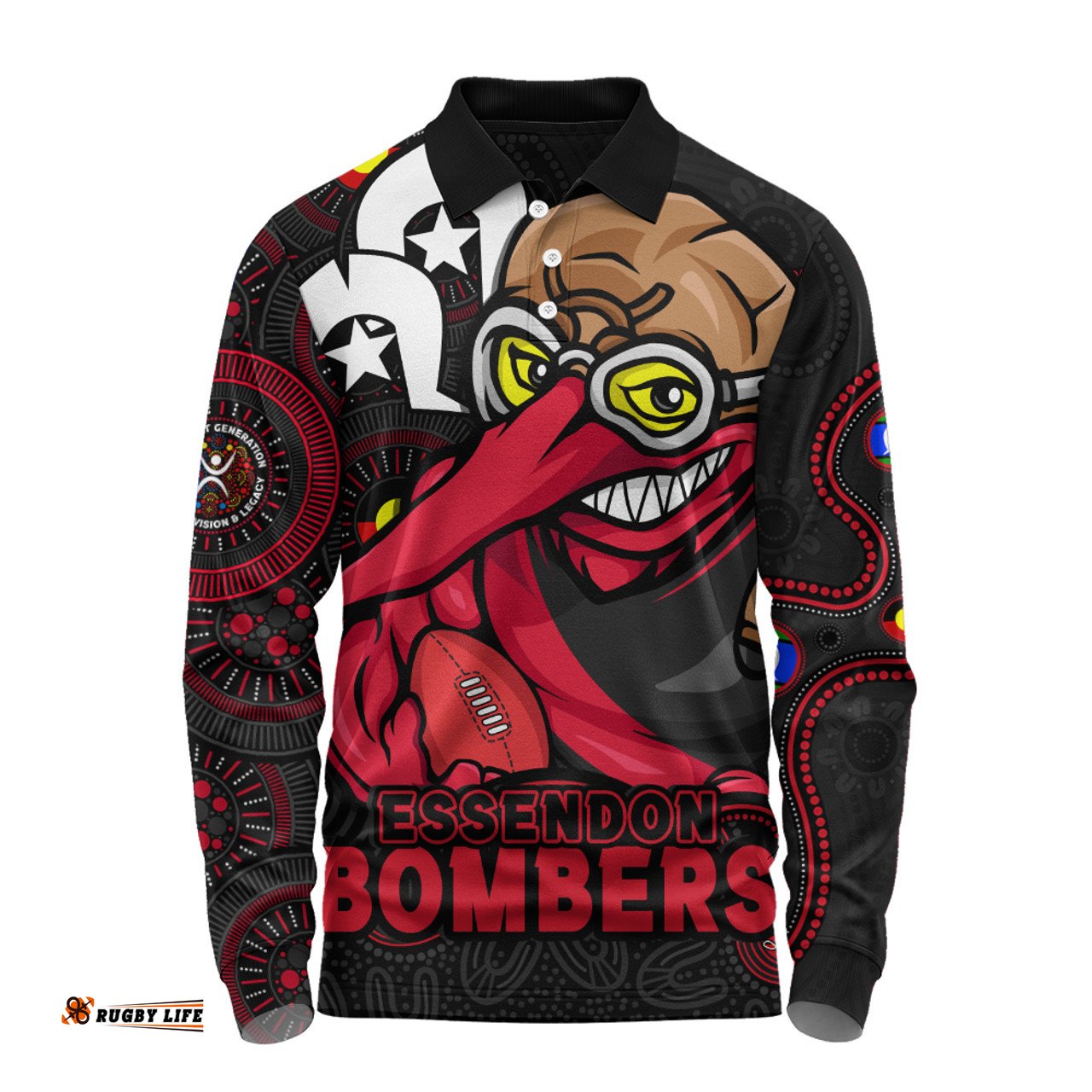 Amazing Aussie Essendon NAIDOC Spirit Of Country Long Sleeve Polo Shirt
