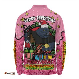 Amazing Aussie Penrith Panthers Christmas Custom Merry Christmas Our Beloved Team With Aboriginal Dot Art Pattern V2 Long Sleeve Polo Shirt