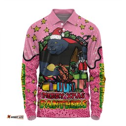 Amazing Aussie Penrith Panthers Christmas Custom Merry Christmas Our Beloved Team With Aboriginal Dot Art Pattern V2 Long Sleeve Polo Shirt