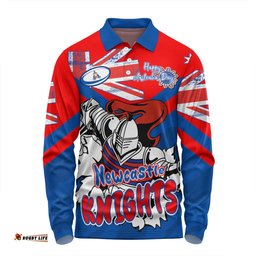 Amazing Aussie Newcastle Knights Happy Australia Day We Are One And Free Long Sleeve Polo Shirt