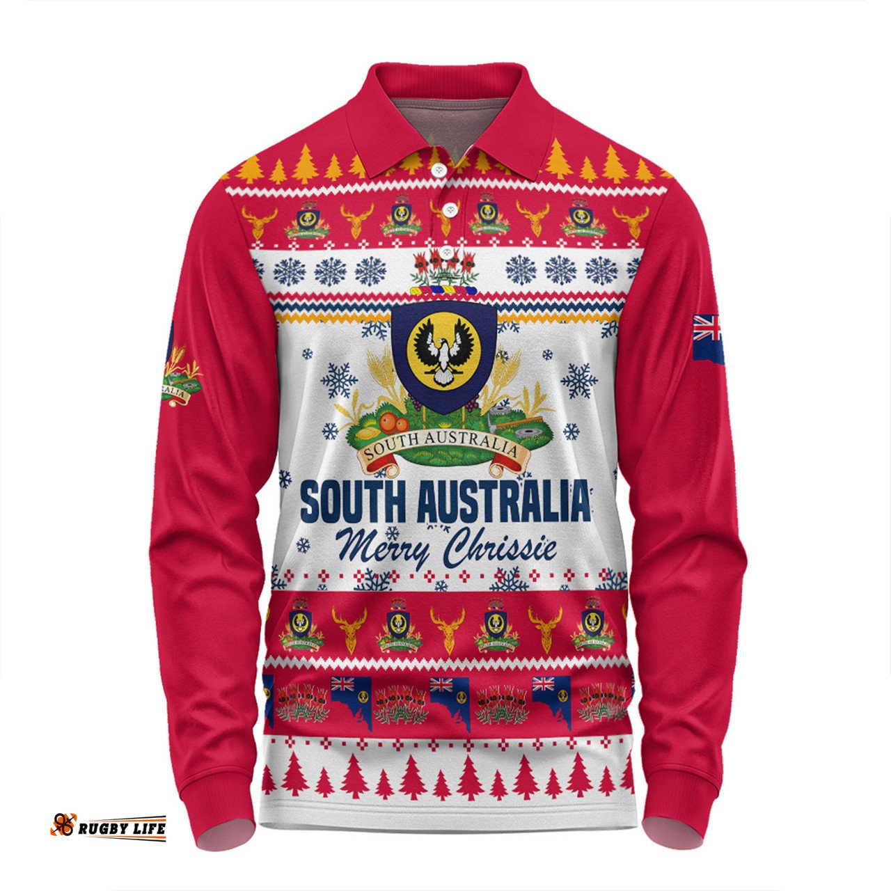 Amazing Aussie South Australia Christmas Merry Chrissie Long Sleeve Polo Shirt
