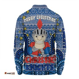 Amazing Aussie Newcastle Knights Christmas Custom Christmas Knit Patterns Vintage Jersey Ugly Long Sleeve Polo Shirt