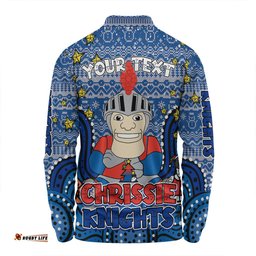 Amazing Aussie Newcastle Knights Christmas Custom Christmas Knit Patterns Vintage Jersey Ugly Long Sleeve Polo Shirt