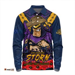 Amazing Aussie Melbourne Storm Ripped Legacy Of The Game The ANZAC Spirit Lives On Long Sleeve Polo Shirt